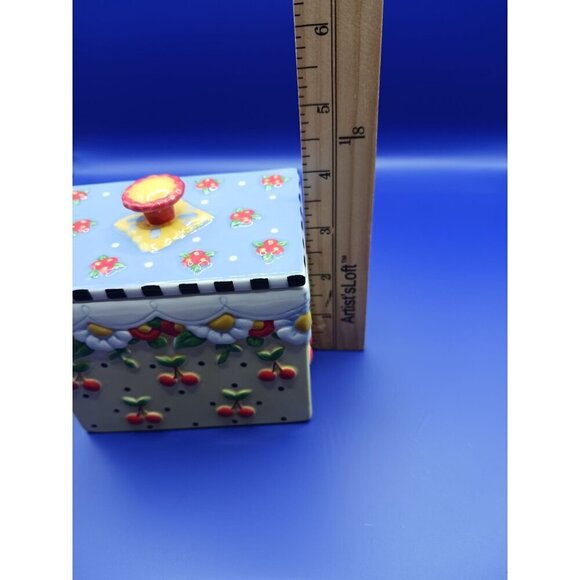 Mary Engelbreit Ceramic Floral & Cherry Design Canister With Lid - Picture 11 of 12